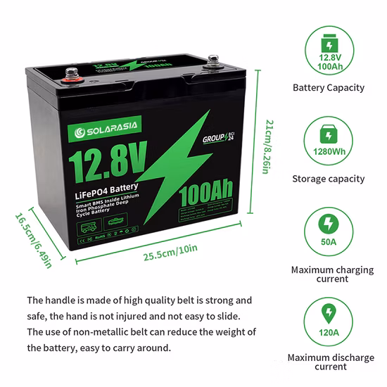 Bateria de lítio LiFePO4 recarregável de íon de lítio de alta qualidade 12V 100Ah