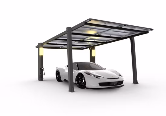 O Carport solar da casa pré-fabricada suporta o sistema solar do Carport da estrutura à terra do picovolt
